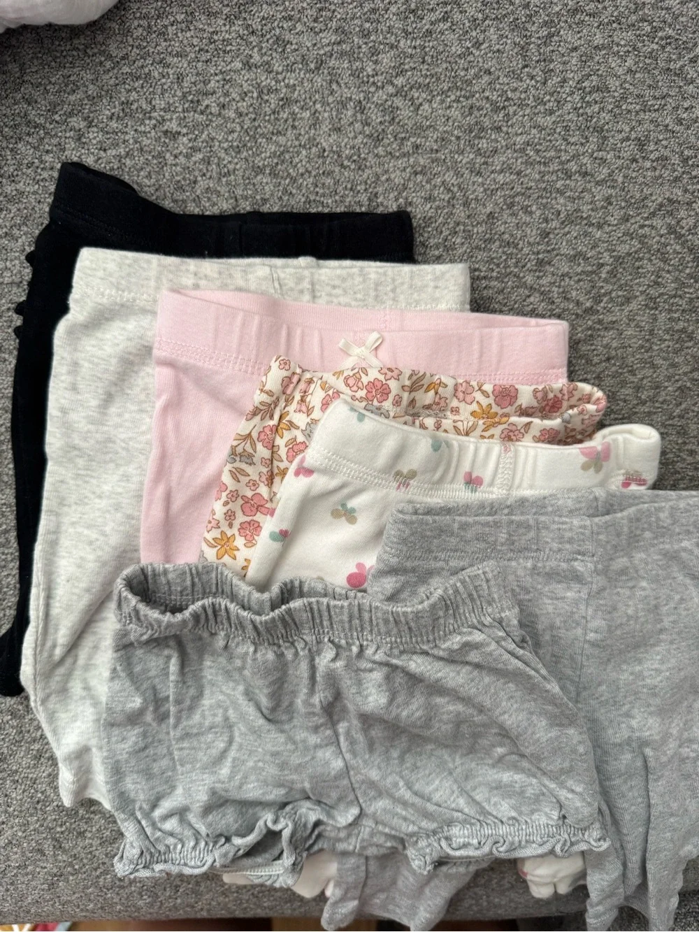 Carter's Girls Multi-Color Bottoms Pack - Black, Gray, Pink, White, Floral